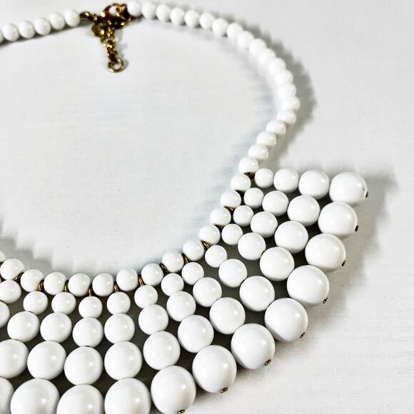 J. Crew White Beaded Bib Statement Necklace - Picture 3 of 7
